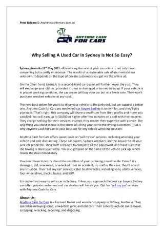 Why Selling a Used Car in Sydney is Not So Easy?