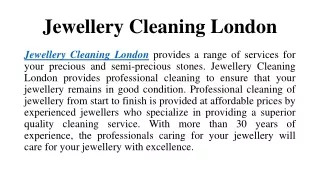Jewellery Cleaning London