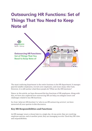 outsourcing hr functions set of things that