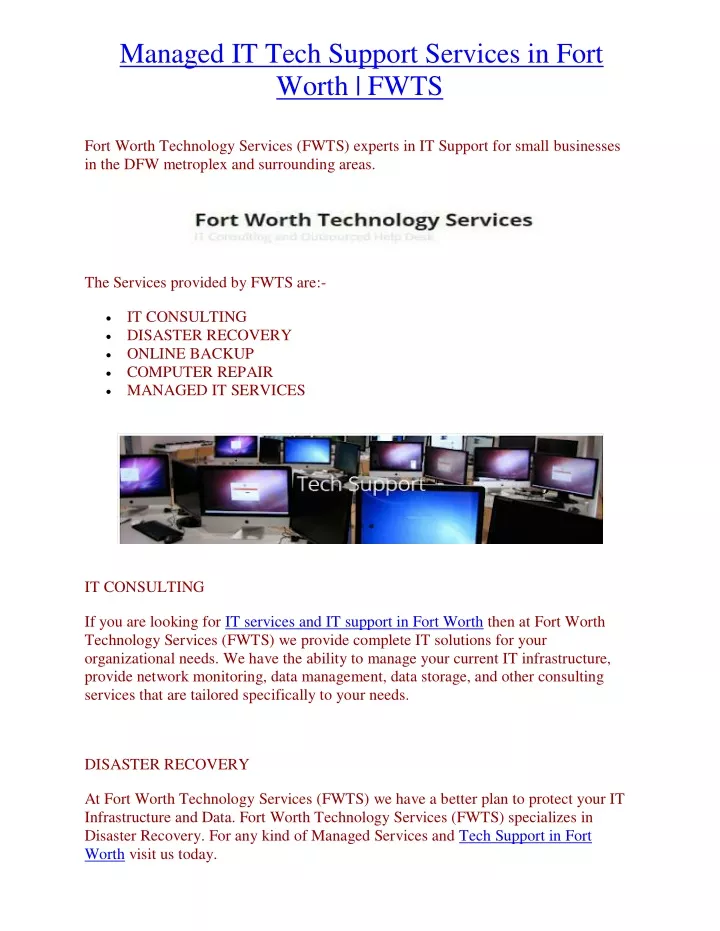 managed it tech support services in fort worth