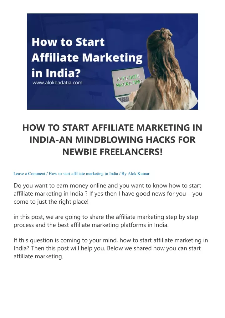how to start affiliate marketing in india
