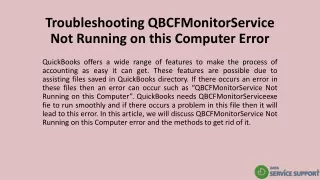 troubleshooting qbcfmonitorservice not running on this computer error