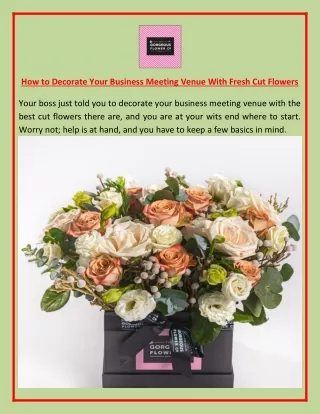 How to Decorate Your Business Meeting Venue With Fresh Cut Flowers
