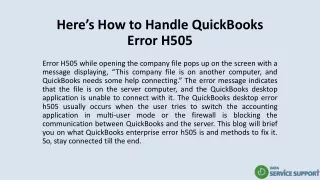 here s how to handle quickbooks error h505