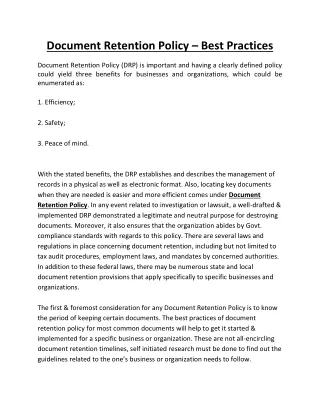document retention policy best practices