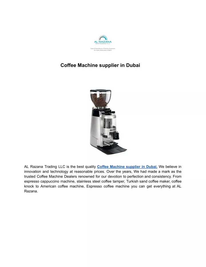 coffee machine supplier in dubai