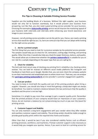 pro tips in choosing a suitable printing service