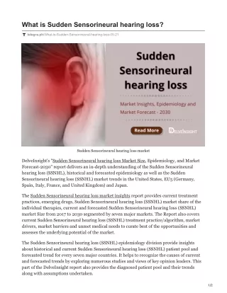 what is sudden sensorineural hearing loss