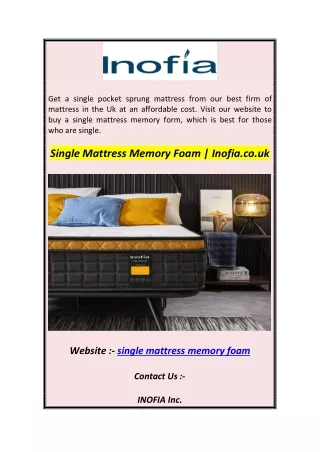 get a single pocket sprung mattress from our best