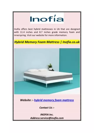 inofia offers best hybrid mattresses in uk that