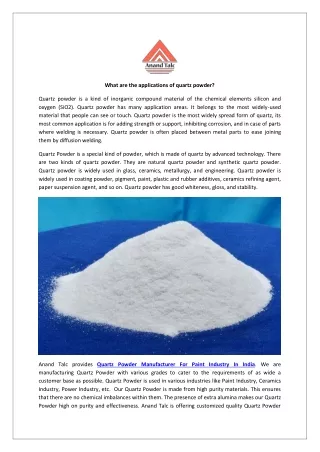 What are the applications of quartz powder