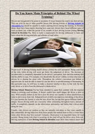 do you know main principles of behind the wheel