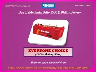Buy Exide Insta Brite 1500 (150Ah) Battery