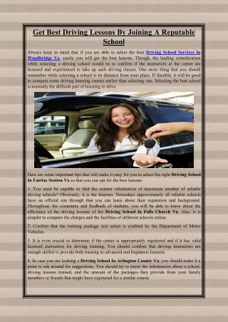 get best driving lessons by joining a reputable