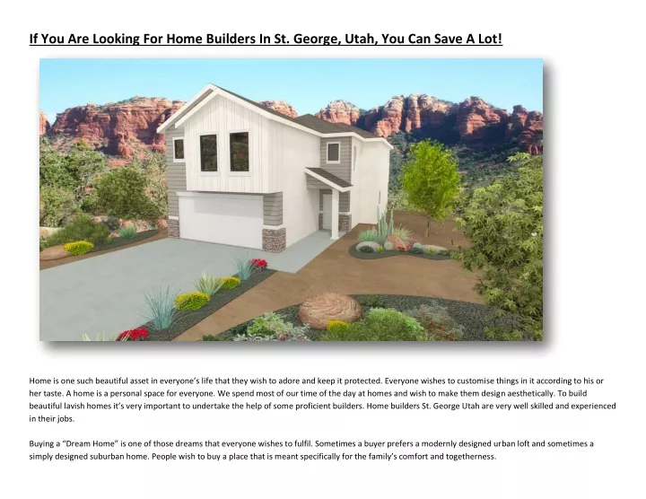 if you are looking for home builders in st george