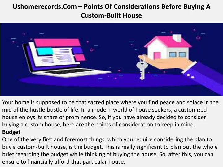 ushomerecords com points of considerations before buying a custom built house