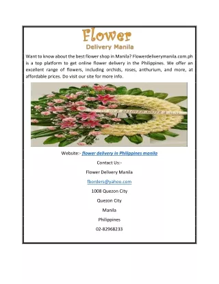 Flower Delivery in Philippines Manila | Flowerdeliverymanila.com.ph