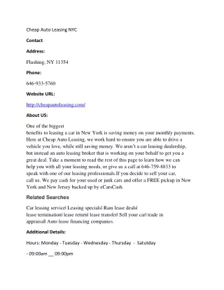 Cheap Auto Leasing NYC