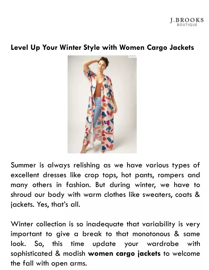 level up your winter style with women cargo