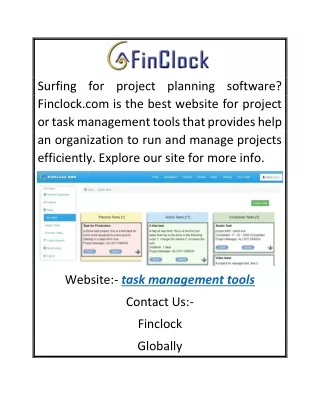 Task Management Tools | Finclock.com