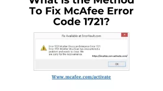 what is the method to fix mcafee error code 1721