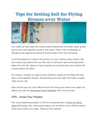 tips for setting sail for flying drones over water