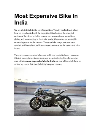 Most Expensive Bike In India