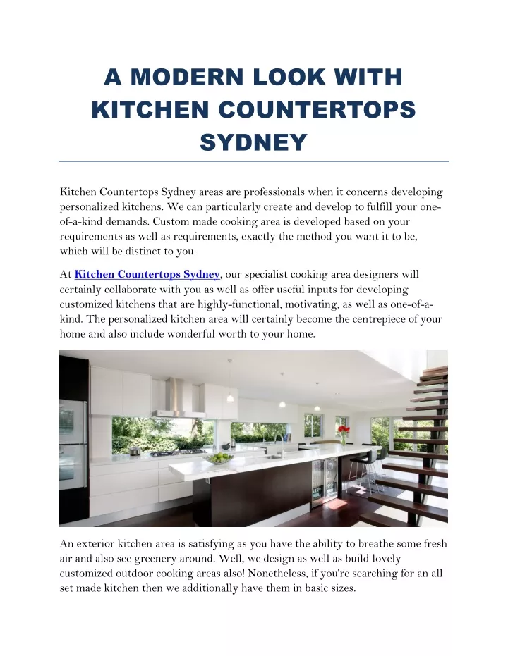 a modern look with kitchen countertops sydney