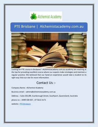 pte brisbane alchemistacademy com au