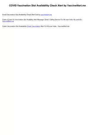 Cowin Vaccination Slot Availability Check Alert Message by VaccineAlert.me