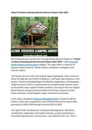 global treehouse glamping market research report