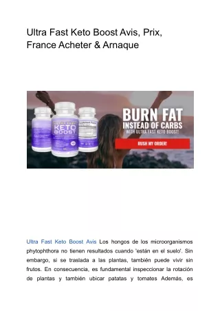 Ultra Fast Keto Boost Avis, Prix, France Acheter & Arnaque