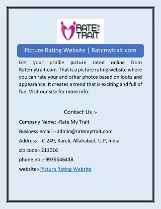 Picture Rating Website | Ratemytrait.com
