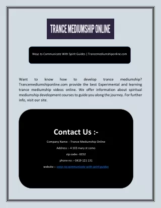 Ways to Communicate With Spirit Guides | Trancemediumshiponline.com