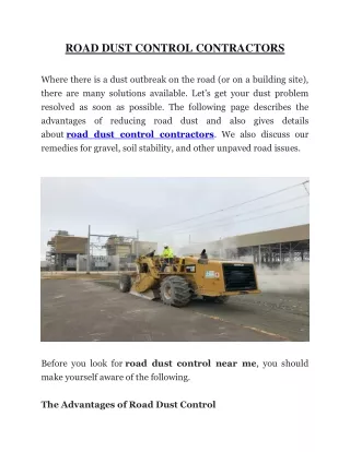 road dust control contractors