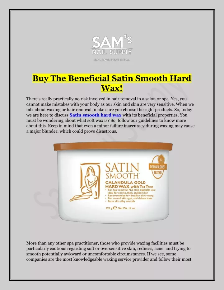 buy the beneficial satin smooth hard wax