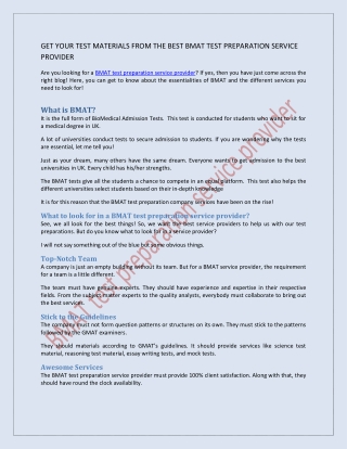get your test materials from the best bmat test
