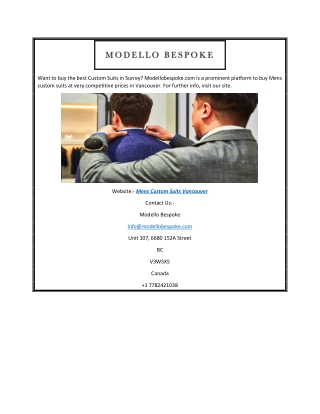 want to buy the best custom suits in surrey