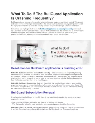 what to do if the bullguard application