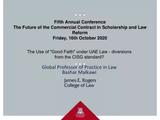 Bashar Malkawi The Future of the Commercial Contract in Scholarship and Law Reform