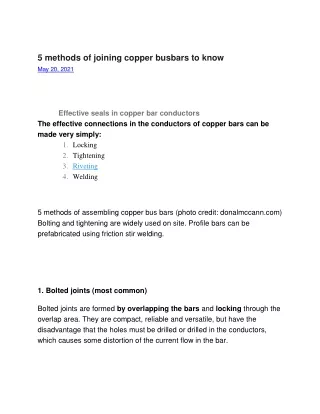 lyskills 5 methods of joining copper busbars