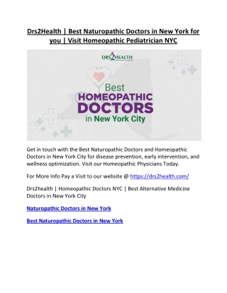 Drs2Health | Best Naturopathic Doctors in New York for you