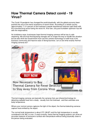 how thermal camera detect covid 19 virus