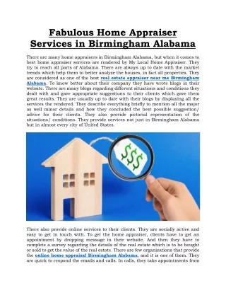 Fabulous Home Appraiser Services in Birmingham Alabama
