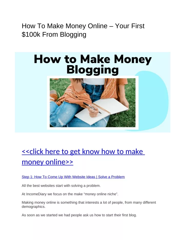 how to make money online your first 100k from