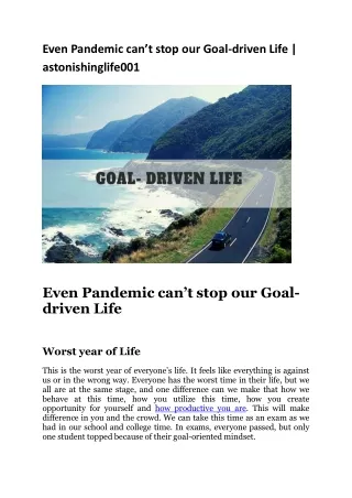 Even Pandemic can’t stop our Goal-driven Life -astonishinglife001-