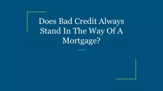 does bad credit always stand
