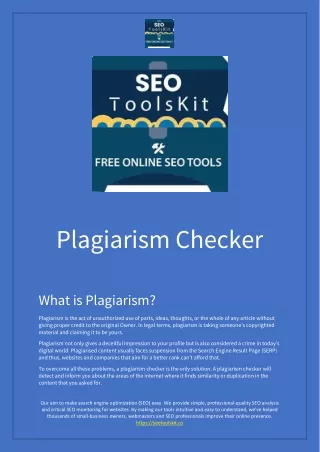 Plagiarism Checker | SEO Tools Kit