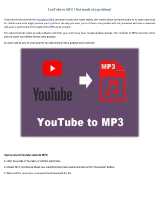 youtube to mp3 not much of a problem