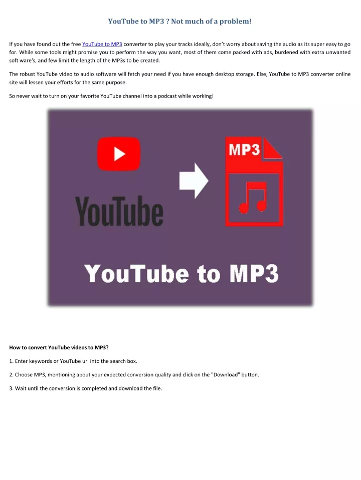youtube to mp3 not much of a problem